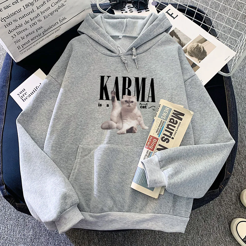 Die Eras Tour Karma Ist Eine Katze Brief Druck Hoodies Frauen Alle-Spiel Mode Hoody Hip Hop Tops Fleece streetwear Kleidung Custom