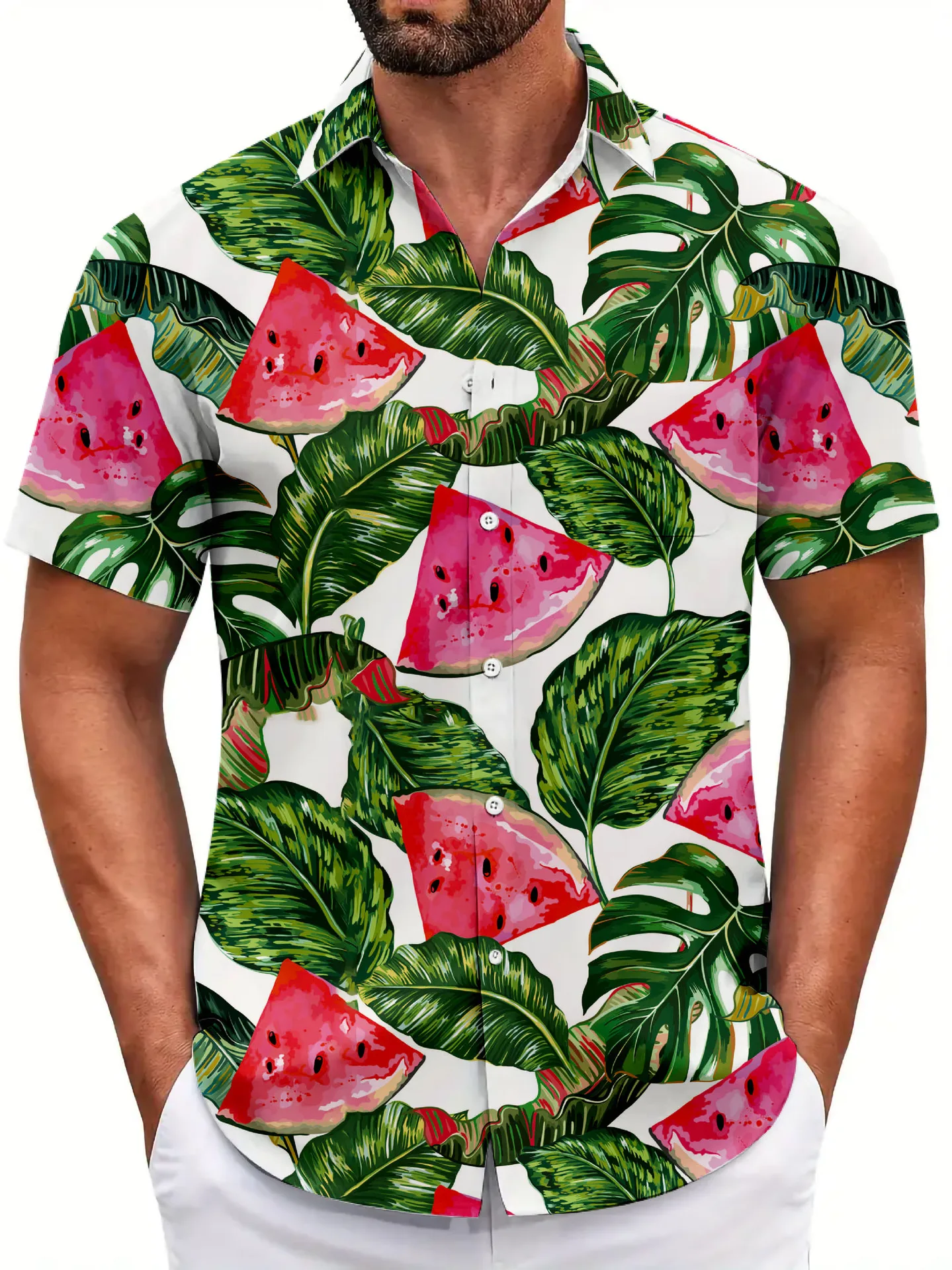 Men's Tropical Fruit Hawaiian Style 3D Printed Shirt Men's Lapel Short Sleeve Beach Casual Thin Breathable Outdoor Vacation Top