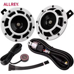 ALLREY 2Pcs Car Horn Multi-Color 12V Disc Electric Air Horn Kit Dual Tone Super Loud Alarm Singal Motorcycle Truck Warning Tool