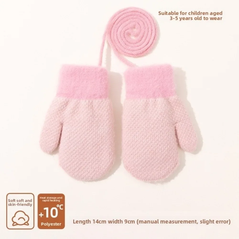 

Новые теплые перчатки с длинными пальцами, висячие на шее, ветрозащитные, морозостойкие перчатки, вязаные толстые велосипедные варежки для детей