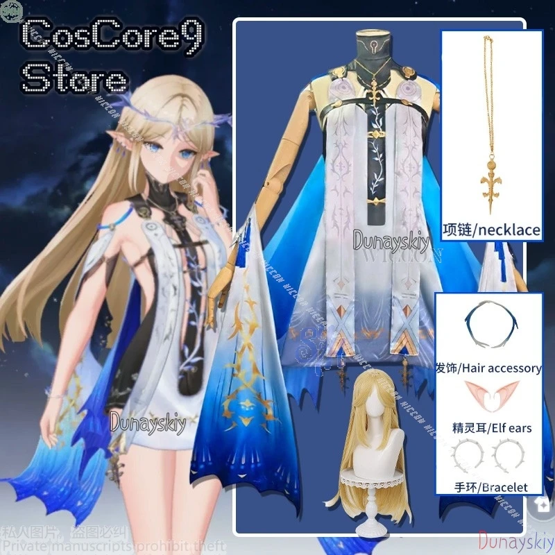 

Little Cartethyia Cosplay Game Wuthering Waves 코스프레 카르티시아 Anime 코스프레 의상 Goddess Blue Gradient Sexy Dress Lolita Halloween Party
