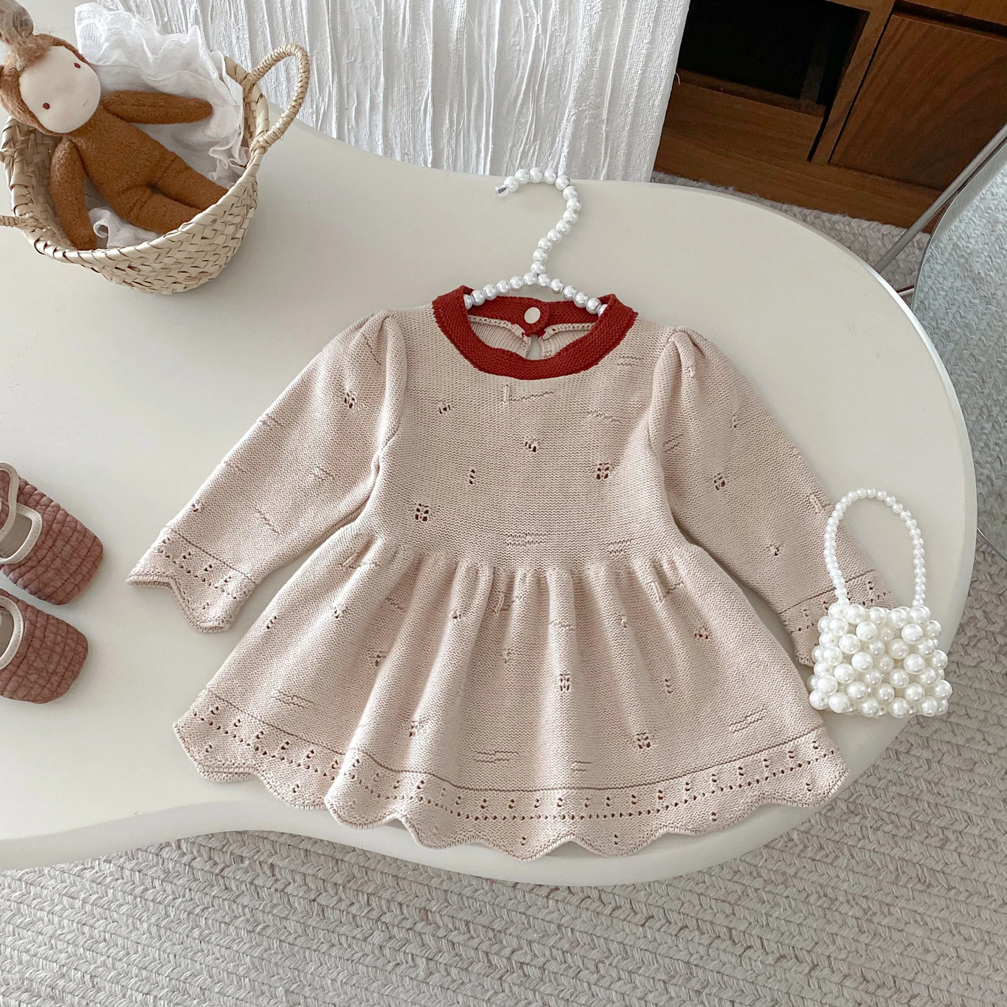 

9M-4T Girls Clothes Fashion Kids Dress for Girls Ruffle Knit Dress Girls Sweater Dress