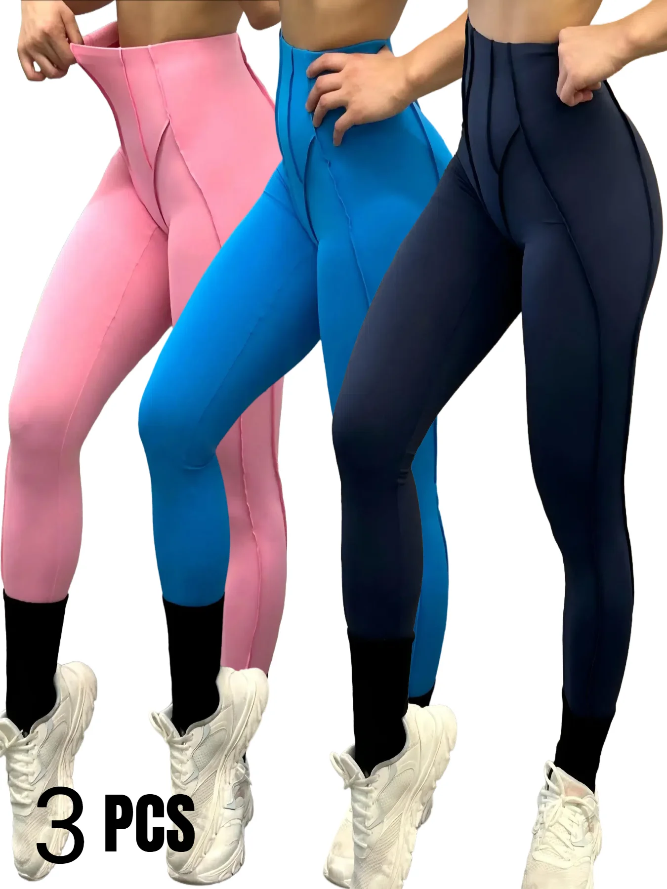

3 Pack Women's Quick Dry High Waist Tummy Control Yoga Pants Workout Leggings With Side Pockets
