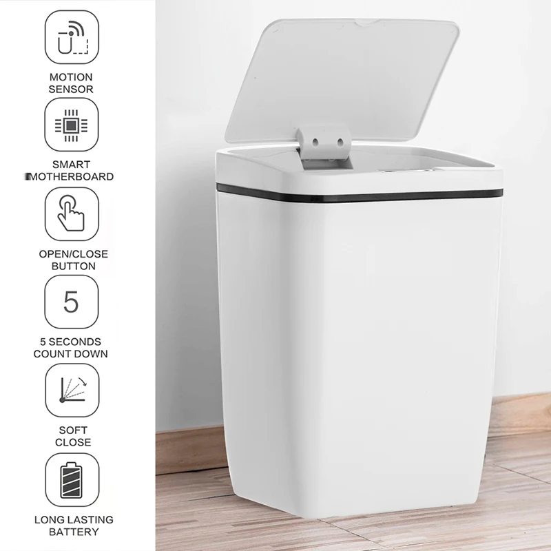 Automatic Touchless Intelligent induction Motion Sensor Kitchen Trash Can Wide Opening Sensor Eco-friendly Waste Garbage Bin