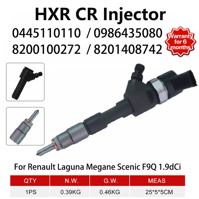 0445110110 Fuel Diesel Injector Suitable for Nissan Renault 1.9d Megane Coach 1.9 F9Q820 F9Q732 F9Q774 Engine