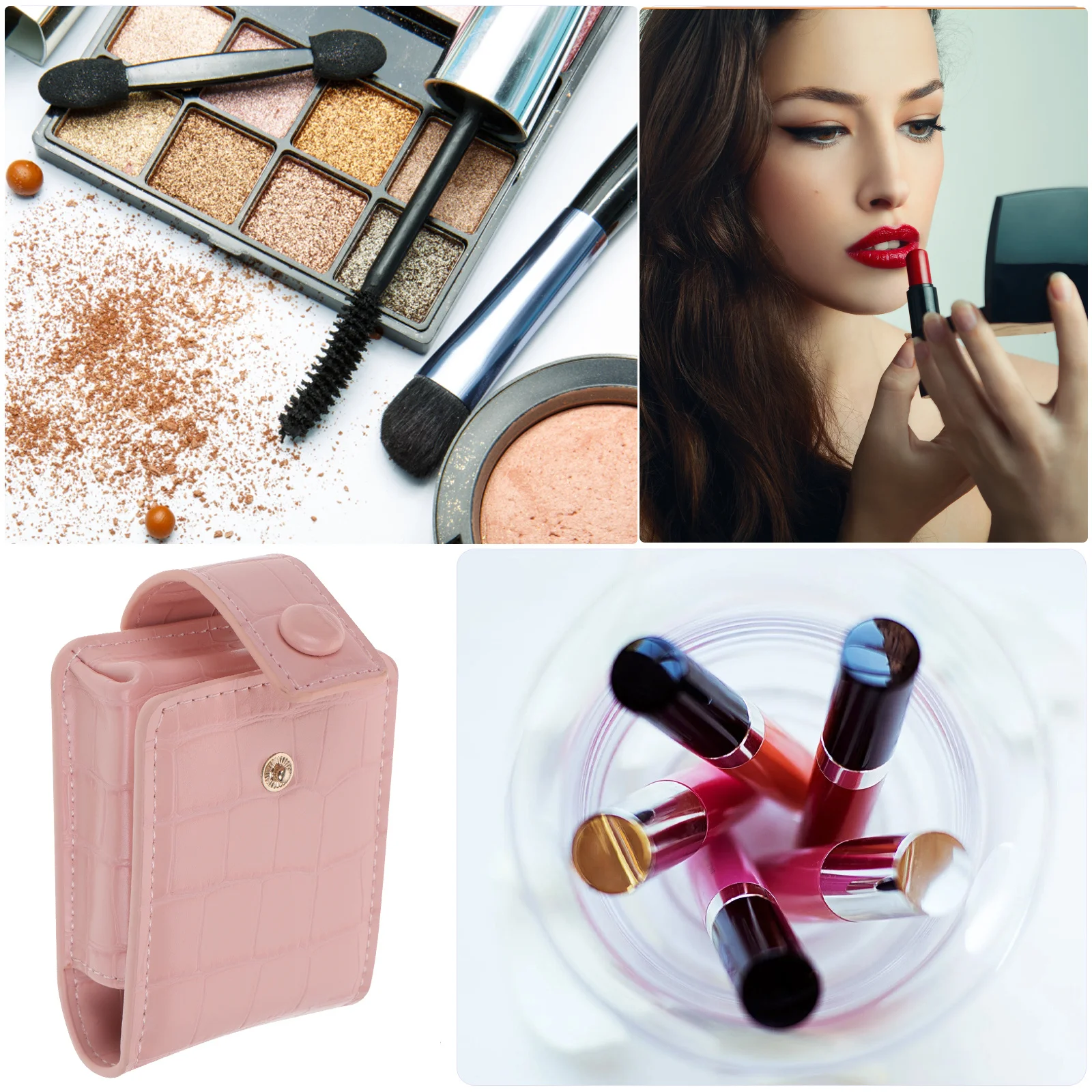 

Mini Bag Miss Toiletry Lipstick Travel Case Pu Makeup with Compact Mirror