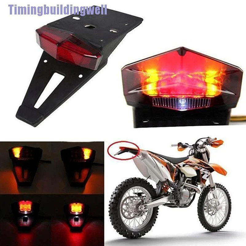 Motorcycle Rear Fender Tail Light Dirt Bike LED Taillight Brake Stop License Plate Lamp For Dirt Custom Motocross Enduro