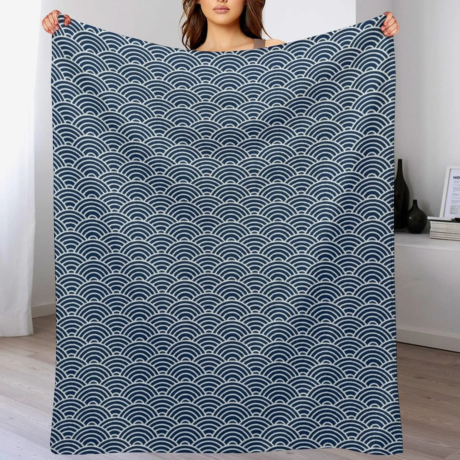 

Seigaiha // Japanese Collection Throw Blanket Thermal Soft Plaid Blankets