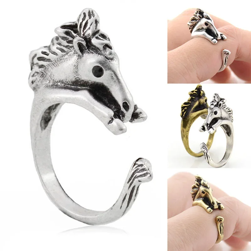 5 Style Giraffe & Goat & Horse & Lion & Leopard Shape Ringa for Women Midi Finger Vintage Retro Animal Ring Girls Ring Jewelry