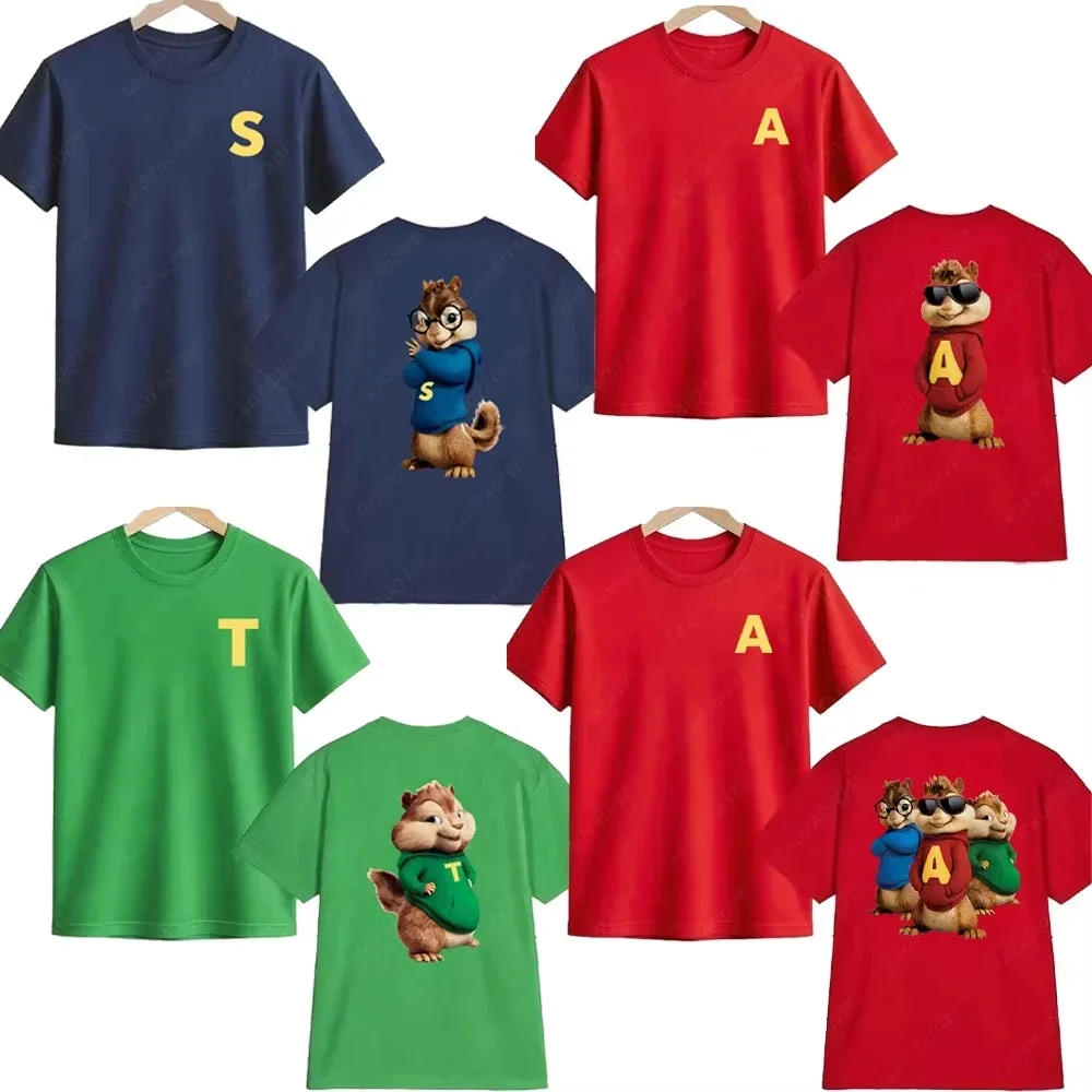 2026 New Cute Cartoon Animal Graphic T-shirt High Quality Soft Comfort Fabric Cotton 2 Sided Print Unisex Tops Men Women Casual