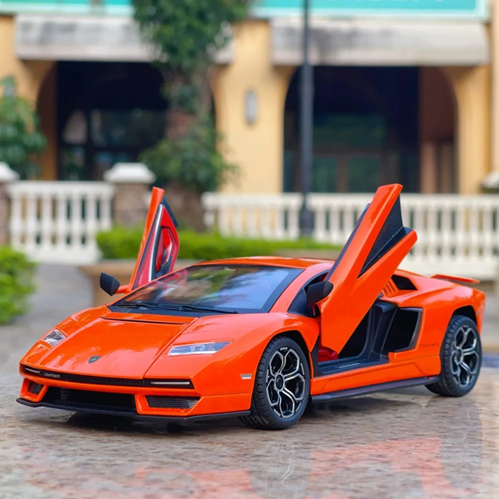 

1:24 Countach LPI 800-4 Revuelto Car, игрушки из сплава, модель литья под давлением, спортивный автомобиль, двери, открытый откат, звук, свет, резиновые шины, подарок для ребенка