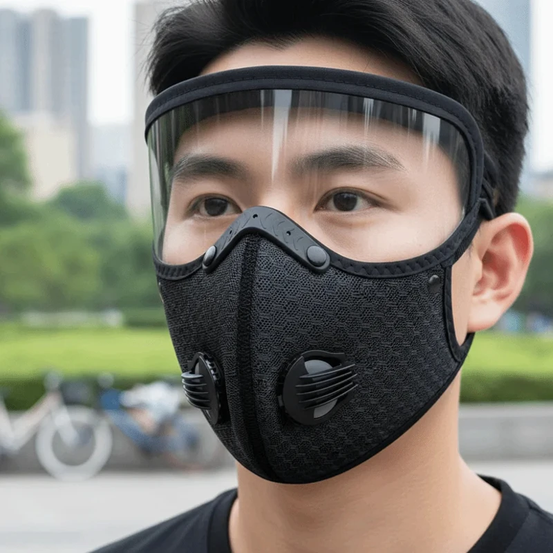 Abnehmbare Schutzbrille, Fahrrad-Schutzmaske, atmungsaktiv, Filtration, wiederverwendbares Design, warme, atmungsaktive Maske, staubdicht, warm – Detail 5