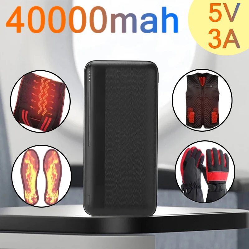 Heating Battery Power Bank 40000mAh 5V 3A  for Heating Vest Jacket Scarf Gloves Socks Portable Charger External Battery Pack