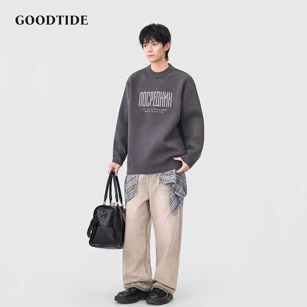 موضة الرجال عادية طاقم الرقبة سترة 2025 شتاء جديد إلكتروني طباعة بلوفر مغزول مريح لينة كم طويل البلوز #6