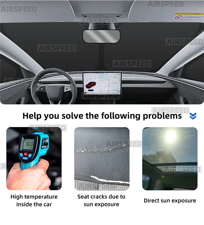 Für Tesla Model Y 2025 Juniper LAUNCH Frontseitenfenster Sonnenschutzabdeckung Windschutzscheiben-Sonnenschutz Sichtschutzjalousie Sommerzubehör – Detail 7