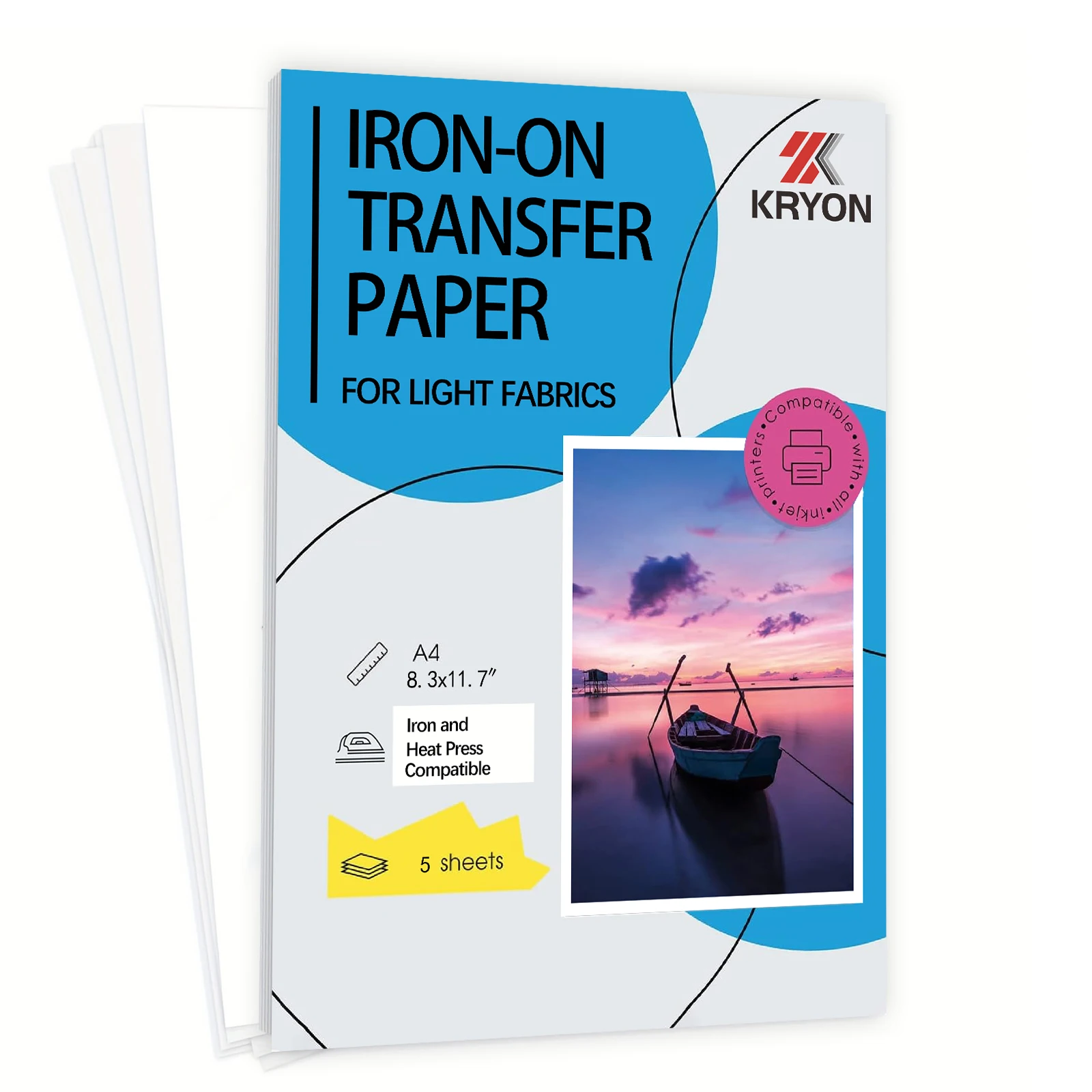 A4 8,3 х 11,7 дюйма, 5 листов термопереносной бумаги для легкой ткани, переносная бумага для футболок для струйного принтера