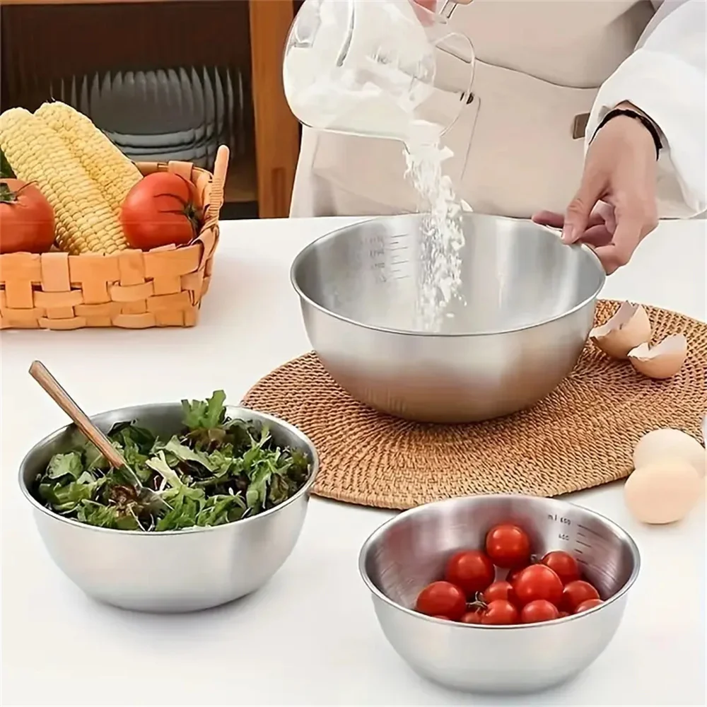 Stainless Steel Mixing Bowl Set , with Measurement Markings, for Cooking, Baking & Food Storage 5