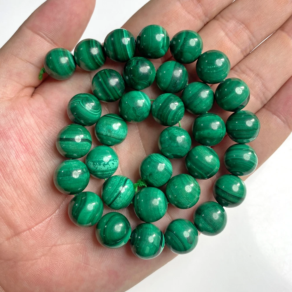 Green 100% Natural Malachite Stone Beads Round Loose Spacer Beads For Jewelry Making DIY Bracelet Necklace Needlework Accessory