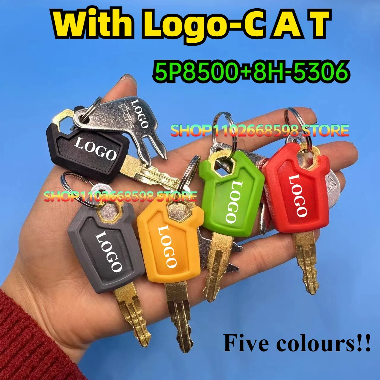 8H5306 Black & Gold 2PCS Key For 8H-5306 5P8500 Heavy Equipment Ignition Loader Dozer Metal & Plastic High Quality 8398