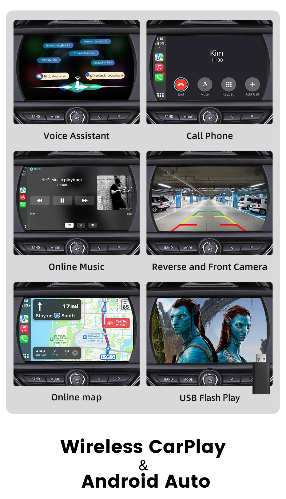 Junsun Wireless CarPlay Android Auto für BMW Mini R55 R56 R57 R58 R59 R60 R61 F54 F55 F56 F57 Cooper Airplay Mirror Link Modul – Detail 2