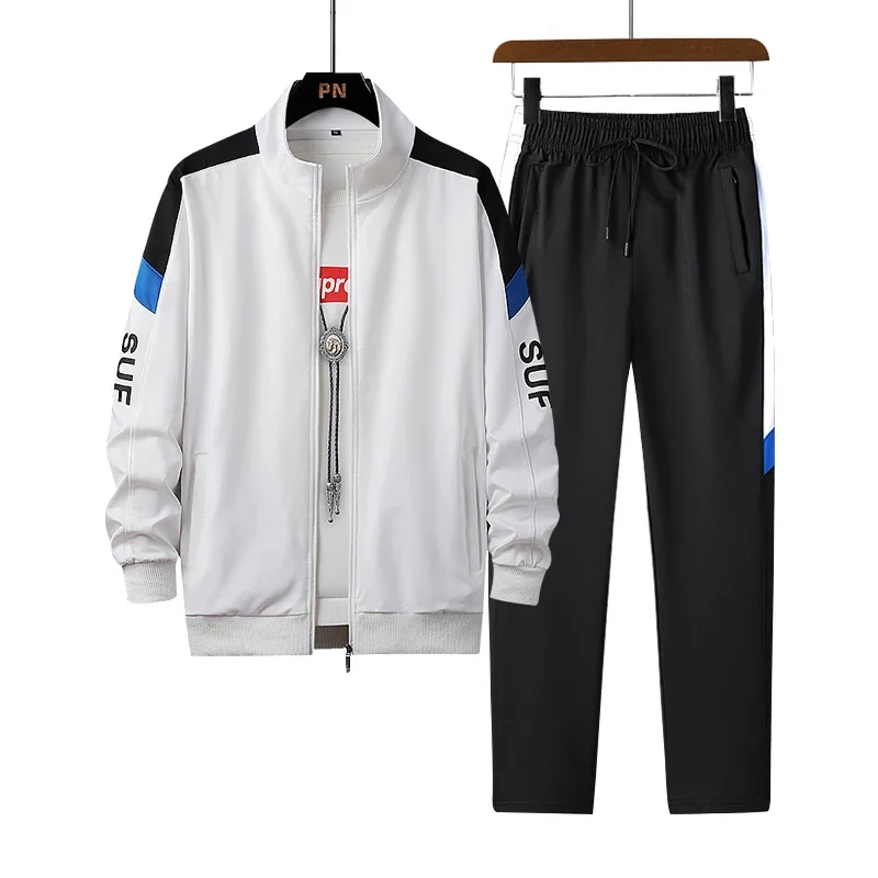 

2025 2025 Harajuku Sweatshirts Sweatpants Men's Tracksuit 2 PCS Set Letter Printed Stand Jacket Warm Outwear
