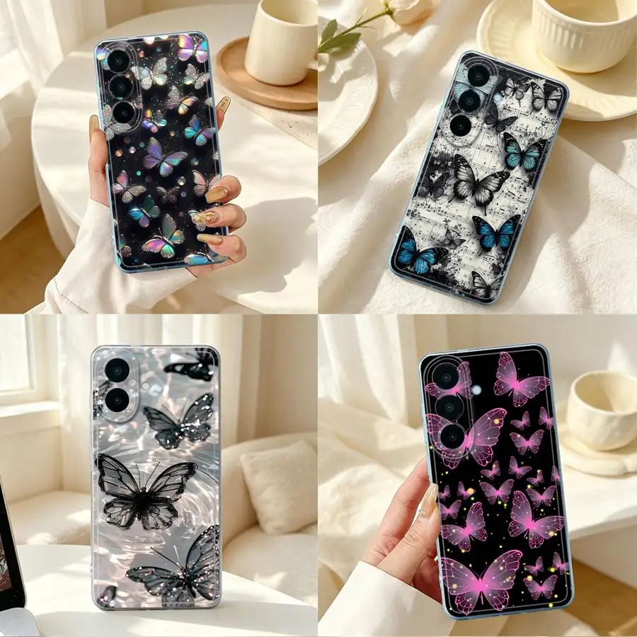 Butterfly Flora Marble Phone Cover Case for Samsung Galaxy A33 A52 A55 A23 A26 A24 A52 A31 A14 A16 A25 A57 A36 A13 A56 A27 A54