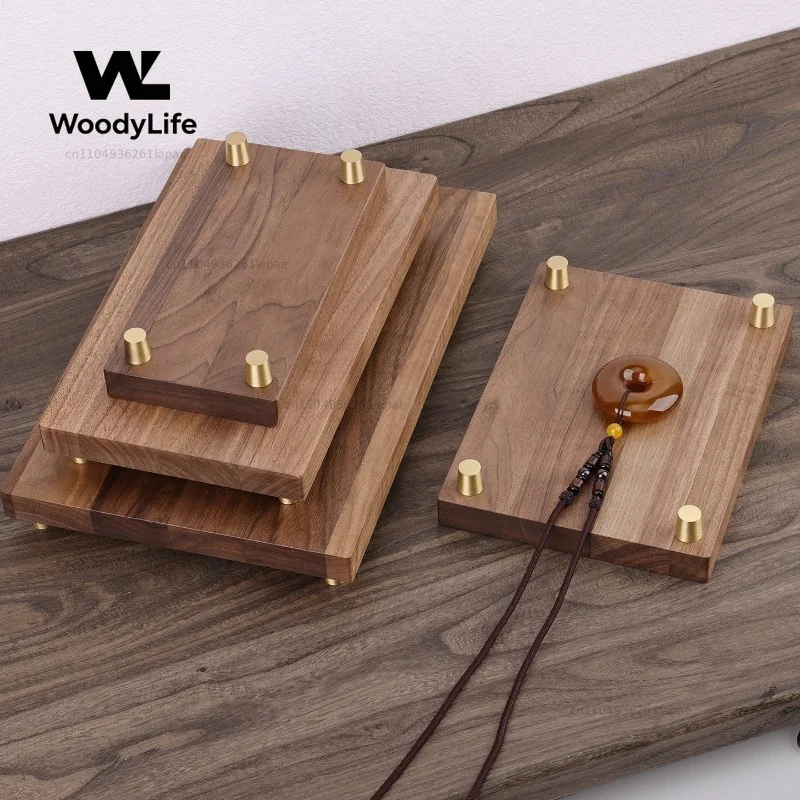 1PC Walnut Base Ornament Tray Wooden Craft Bracelet Jewelry Ladder Display Stand Home Accessories
