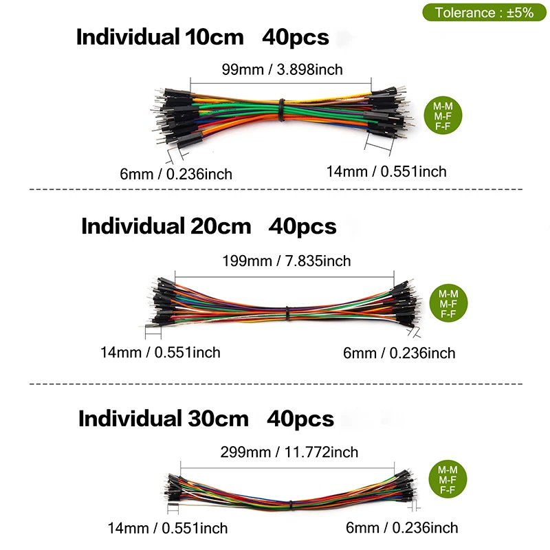 40PIN 10CM 20CM 30CM Dupont Line Male to Male + Female to Male and Female to Female Jumper Dupont Wire Cable for arduino DIY KIT image 2