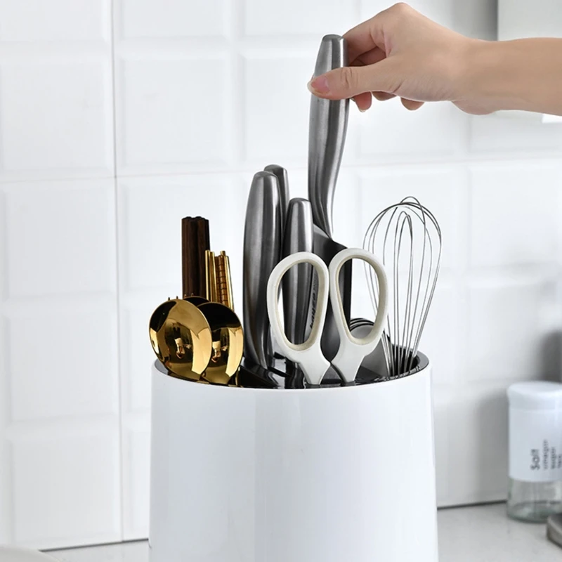 Removable Barrel Moisture-proof Plastic Universal Knife Block 360 Degrees Universal Knife Block Cutlery Draining