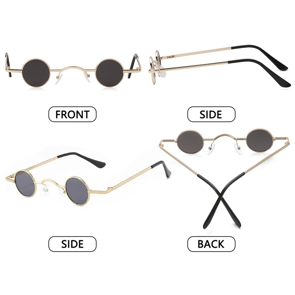 Unique Design Small Round Sunglasses Metal Frame Punk Hip Hop Sun Glasses For Women Men Ins Fashion Candy Color Shades Eyewear