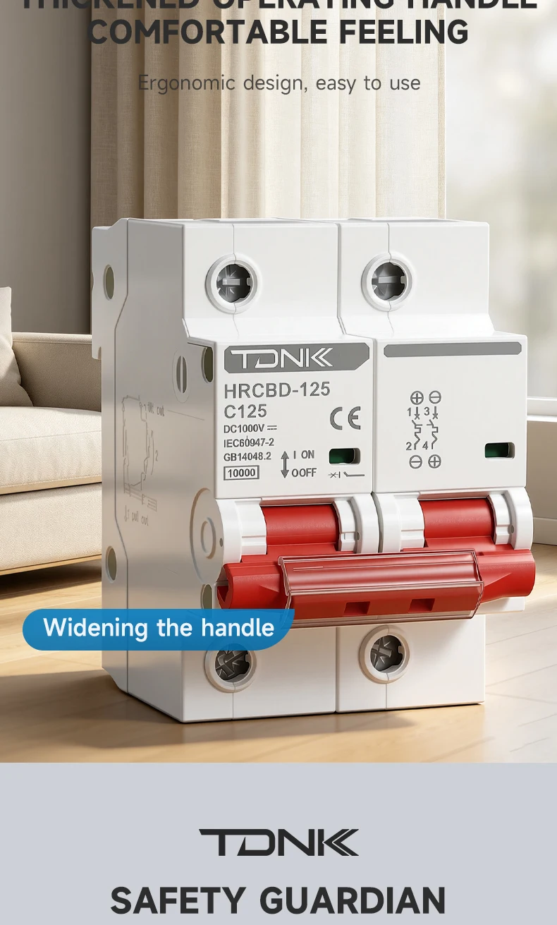 TDNK 2P DC-Leistungsschalter 80A 100A 125A 1000V für Solar-PV-Systeme, DC-Schutzschalter für Solarmodule und Photovoltaik-Anlagen – Detail 4