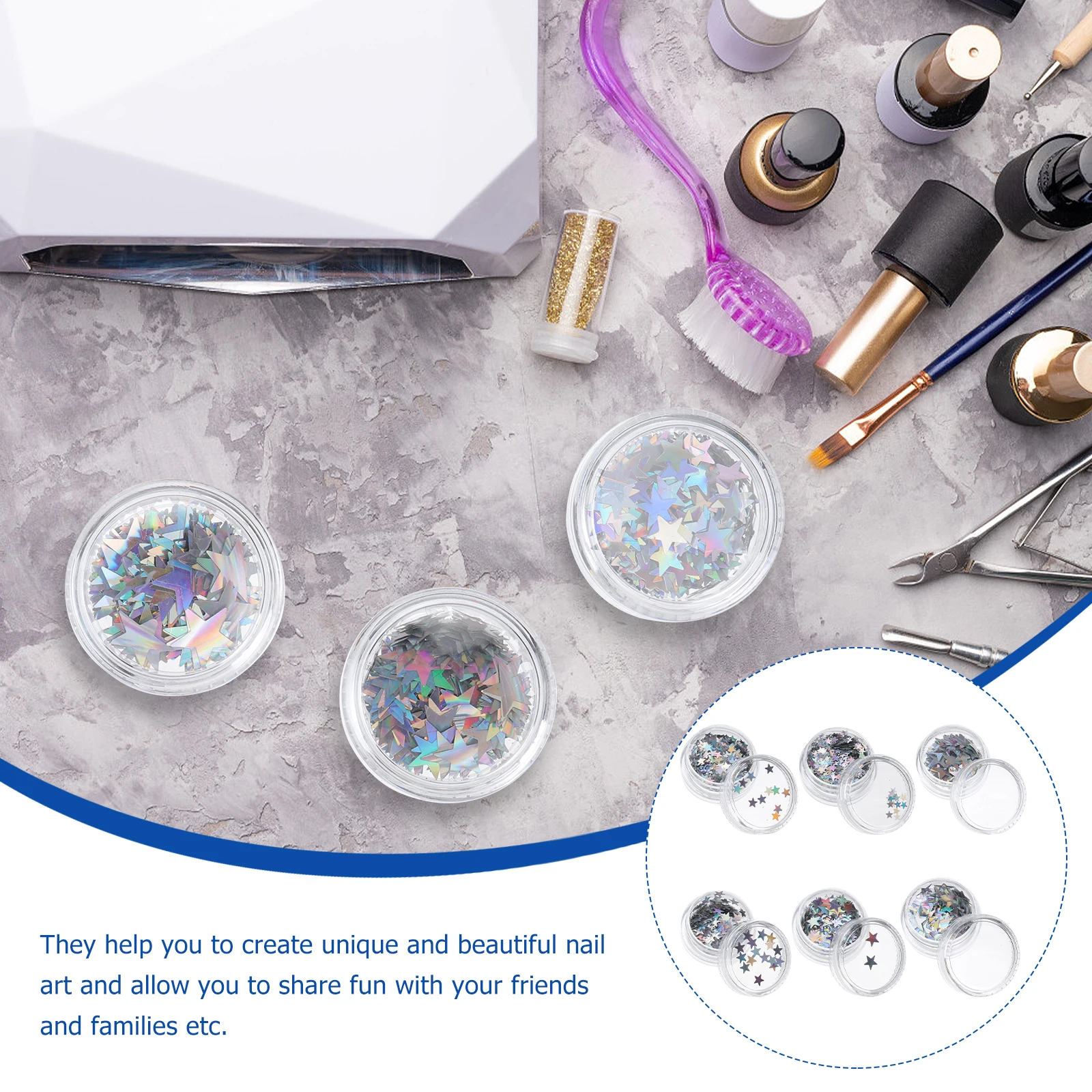 

Silver Glitter Star Nail Art Decorations Colorful Shining Pieces Rhombus Manicure Accessories For Home Store Decor