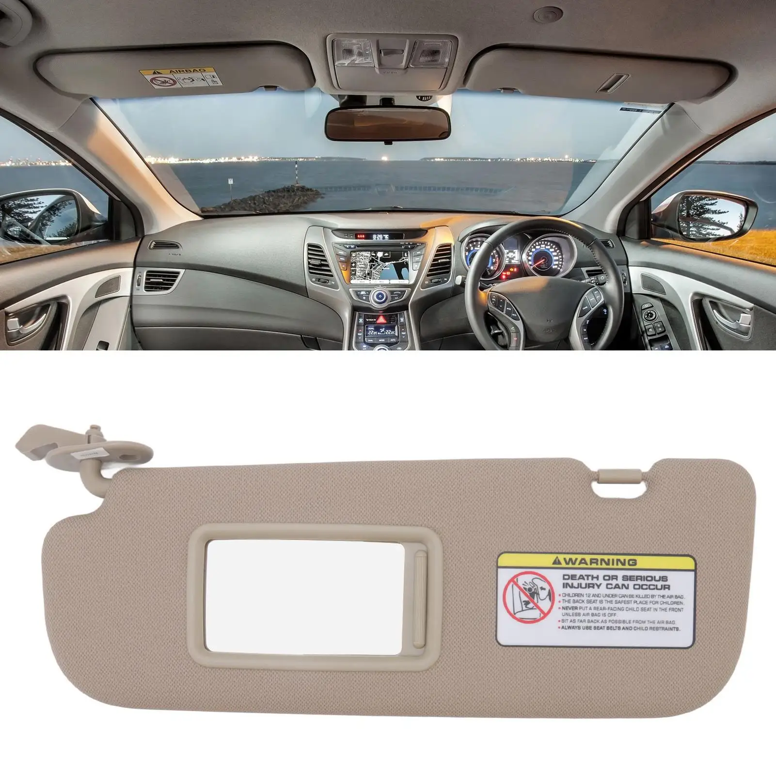 for hyundai Elantra 2011-2015 Beige Car Sun Visor Replacement