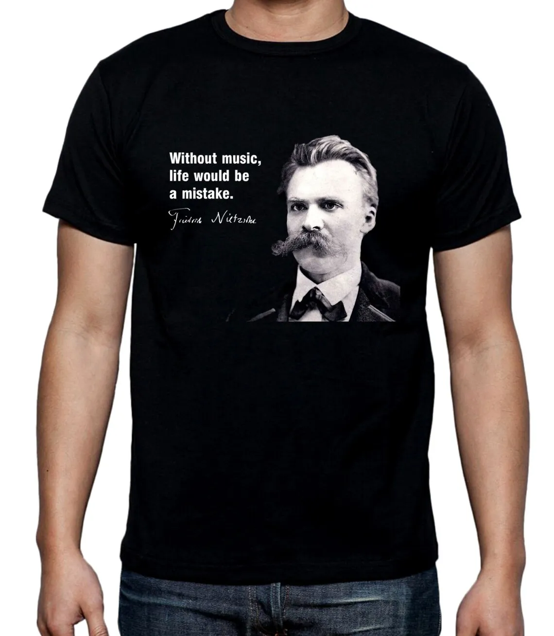 Nietzsche Music Quote Men's T-shirtSummer Cotton Short Sleeve O-Neck Men's T-Shirt