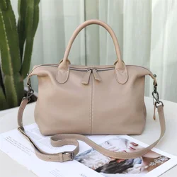 Highend Top Grain Cowhide Lady Genuine Leather Women Handbag Shoulder Messenger Bag Tote Purse Black Blue Grey Khaki Purple M009