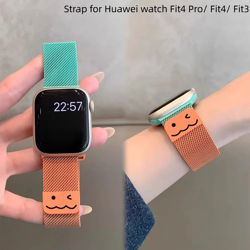 

Металлический ремешок для Huawei Watch Fit4, магнитный ремешок для часов HUAWEI Watch Fit4 Pro Fit3, женский и мужской браслет, спортивный браслет Correa