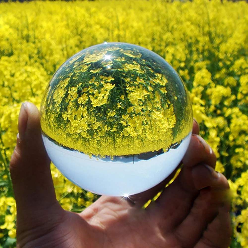 Bola de cristal transparente grande, decoración de foto de arcoíris de la suerte