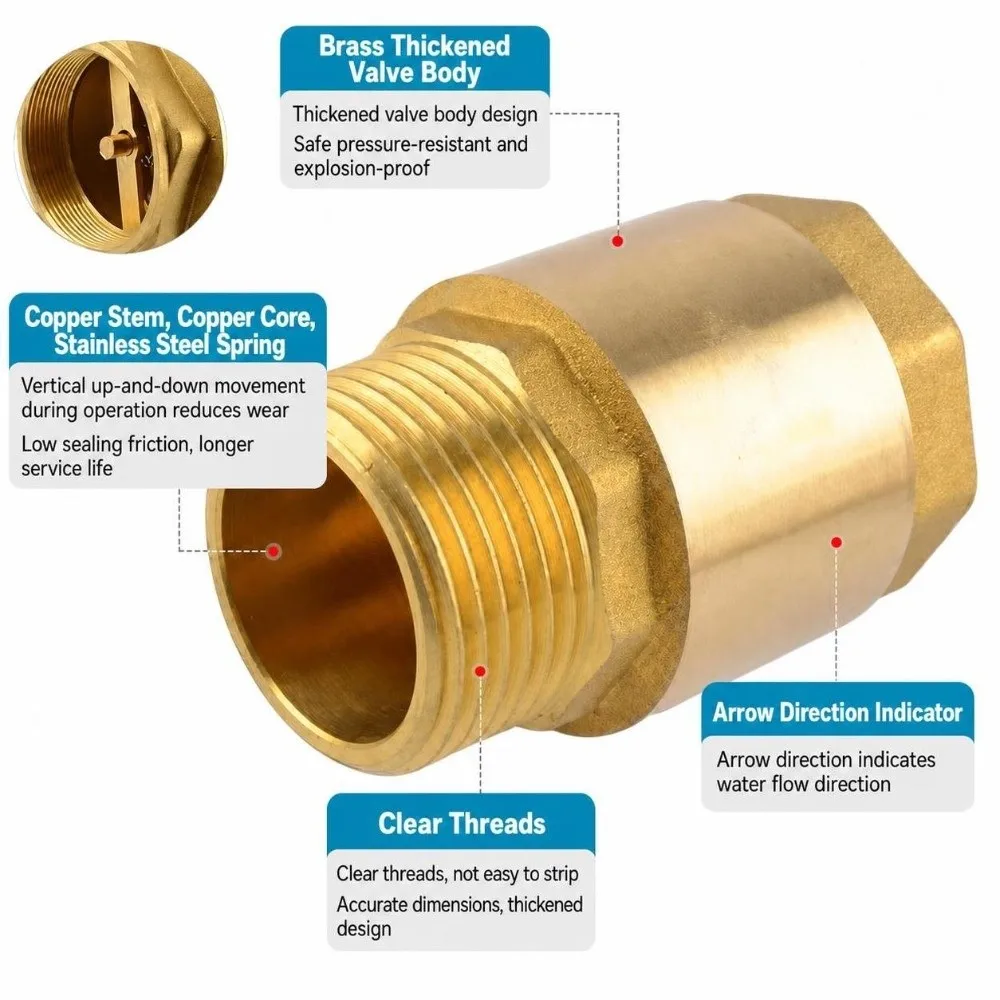 Durable BSPP Thread Brass Check Valve 1/2