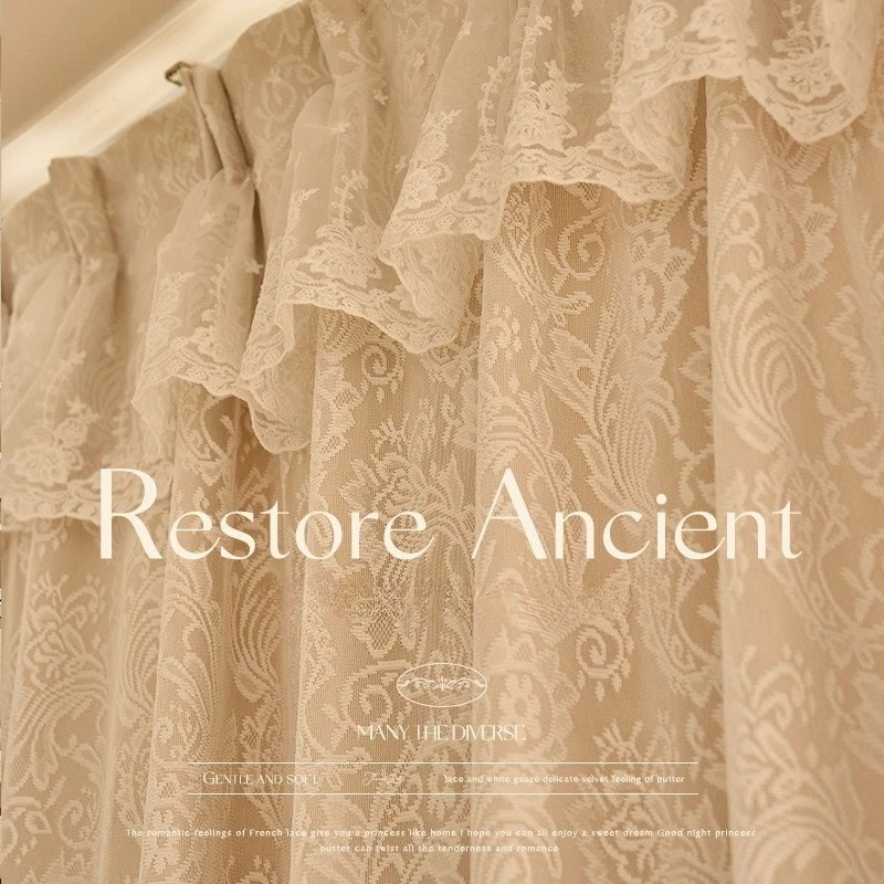 

French Double Layer Lace Curtains for Living Room Bedroom Window Short Gauze Elegant Curtains Tulle Valance Custom High Quality