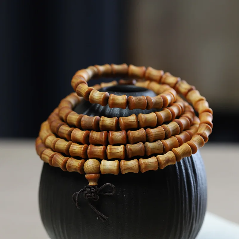 UMQ Taihang Thuja Sutchuenensis Bamboo Bracelet Old Materials Solid Wood High Oil Buddha Beads Bracelet 108 Pieces Beads Crafts