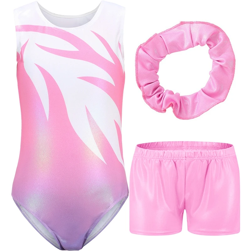 5-12Y Girls' Skin-tight garment Girls' Gymnastics Clothing Sparkly Tumbling Girls' ballet Skin-tight garment 3 sets