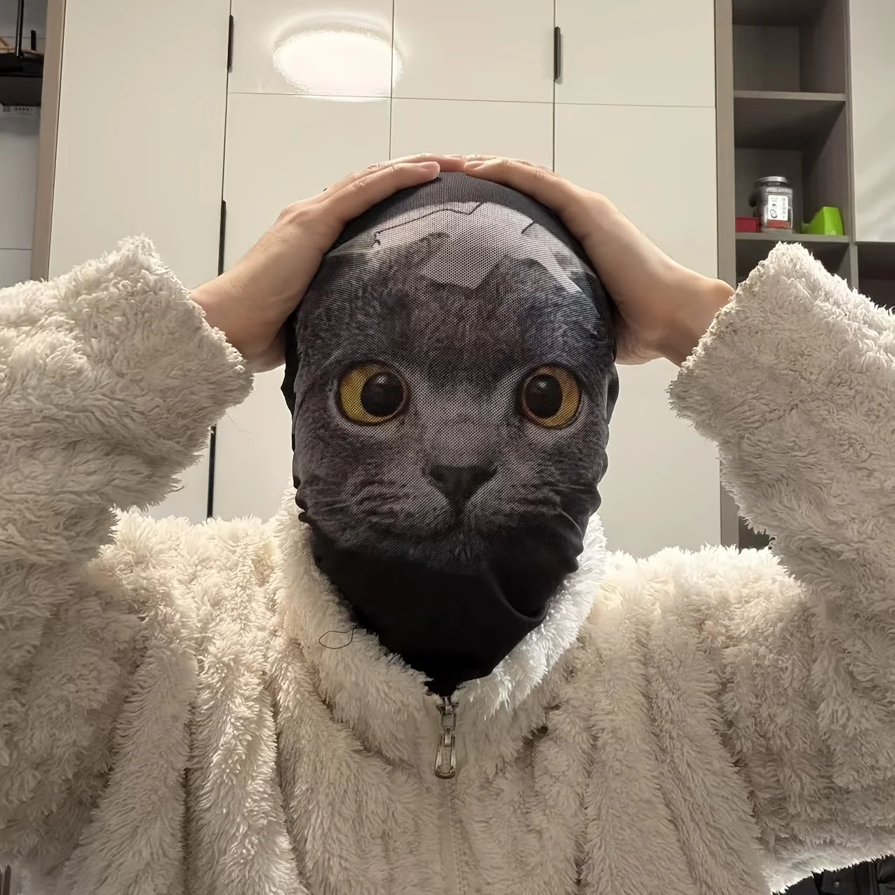 Atmungsaktive, ultrafeine Netzmaske, niedliche Katzen-Cosplay-Maske, eine einzigartig humorvolle Kopfmaske, Karnevalsmaske, für Partys und Feiertagsveranstaltungen