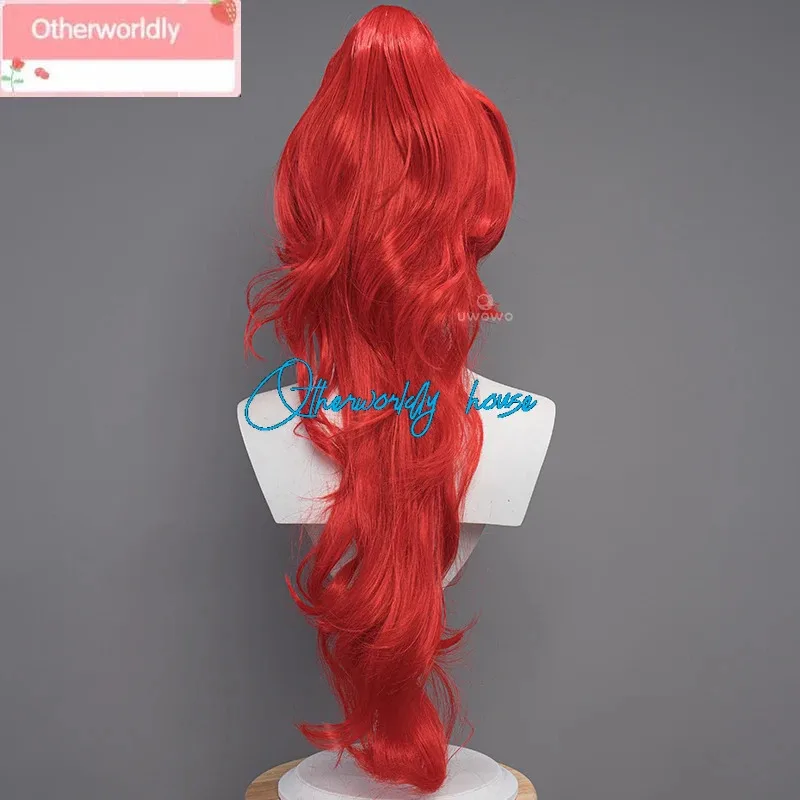 25COSGenshin تأثير Diluc شعر مستعار تأثيري Darknight بطل بايرو جديد الجلد Mondstadt جديد الزي الشعر الأحمر الشعر الطويل مع 75 سنتيمتر ذيل حصان #1