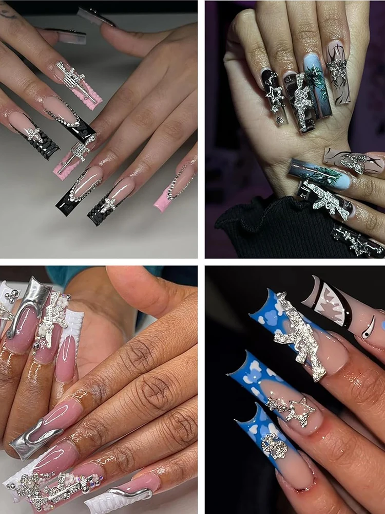 เครื่องยิงตะปู44ชิ้นที่มีเสน่ห์สำหรับปืนยิงตะปูเครื่องลางเล็บสำหรับผู้หญิงอุปกรณ์ตกแต่งศิลปะเล็บ