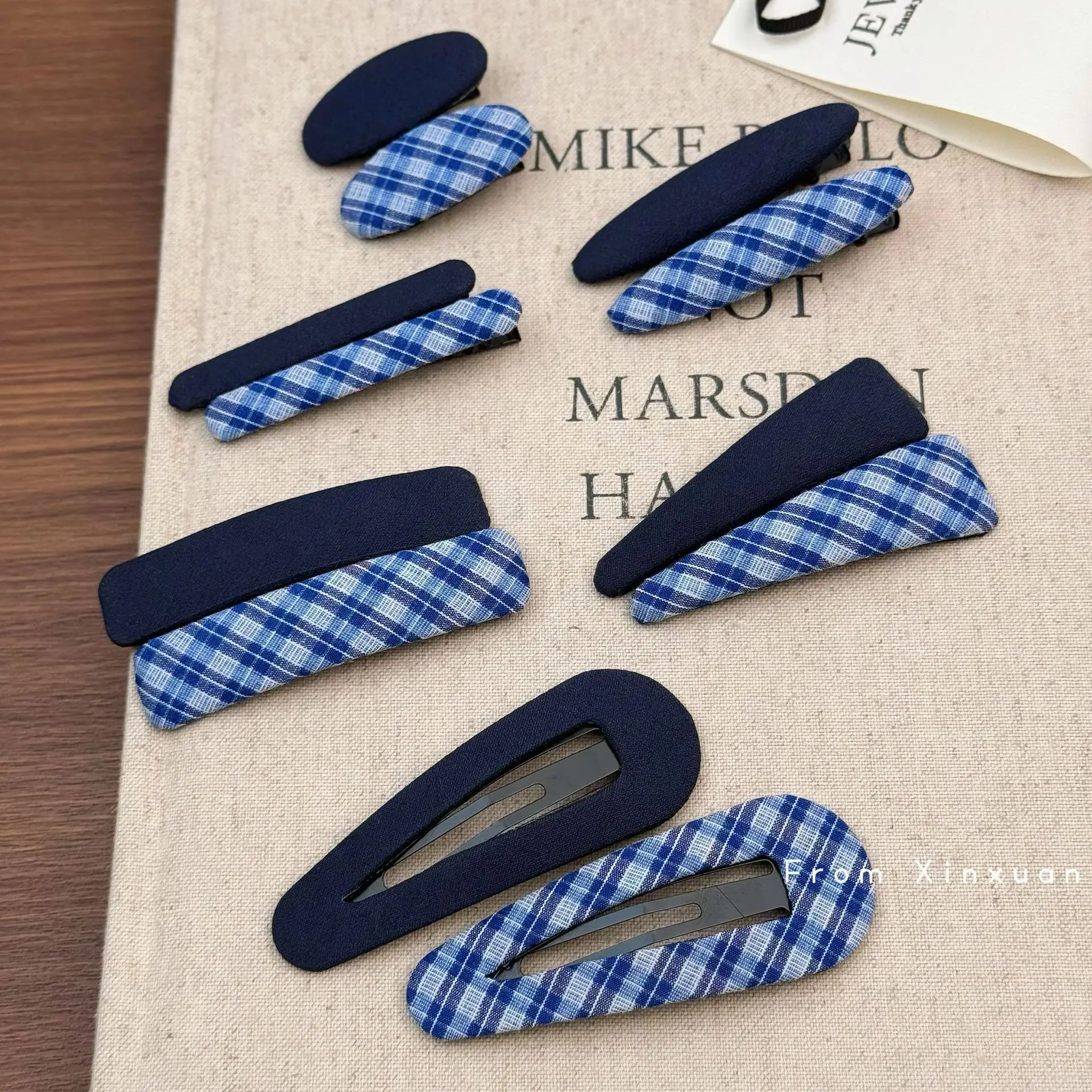 

2 шт., корейская темпераментная синяя заколка в клетку в стиле ретро, заколка для волос с милой челкой, заколка для волос, головные уборы для девочек и женщин, аксессуары для волос