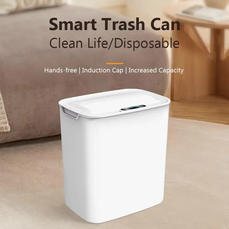 

S19C Умный мусорный бак с датчиком движения и крышкой, роскошный электрический для гостиной, ванной комнаты, кухни - домашний мусорный бак, элегантный дизайн