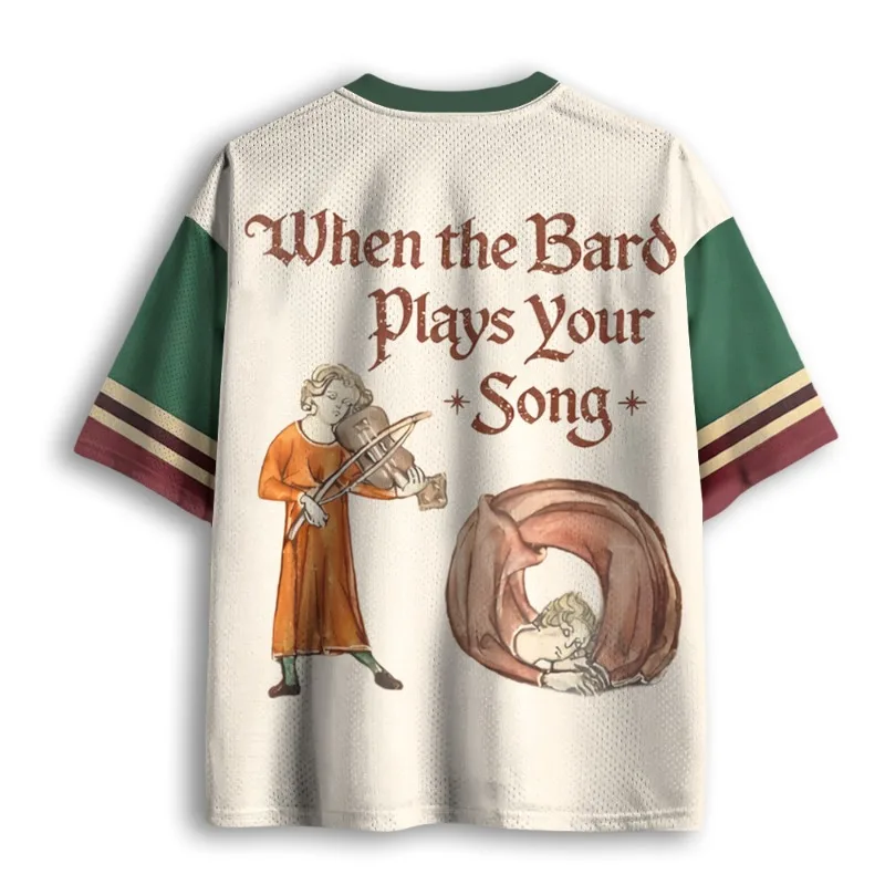 Dark Academia Medieval Bard Poet Retro Manuscript Art Graphic Mesh Short Sleeve Jersey Unisex Renaissance Streetwear Top