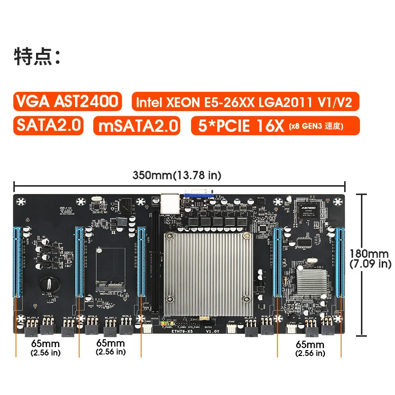 جديد ETH79-X5 اللوحة يدعم 3060 بطاقة الرسومات 65 مللي متر الملعب ddr3 دفتر الذاكرة مع منفذ VGA