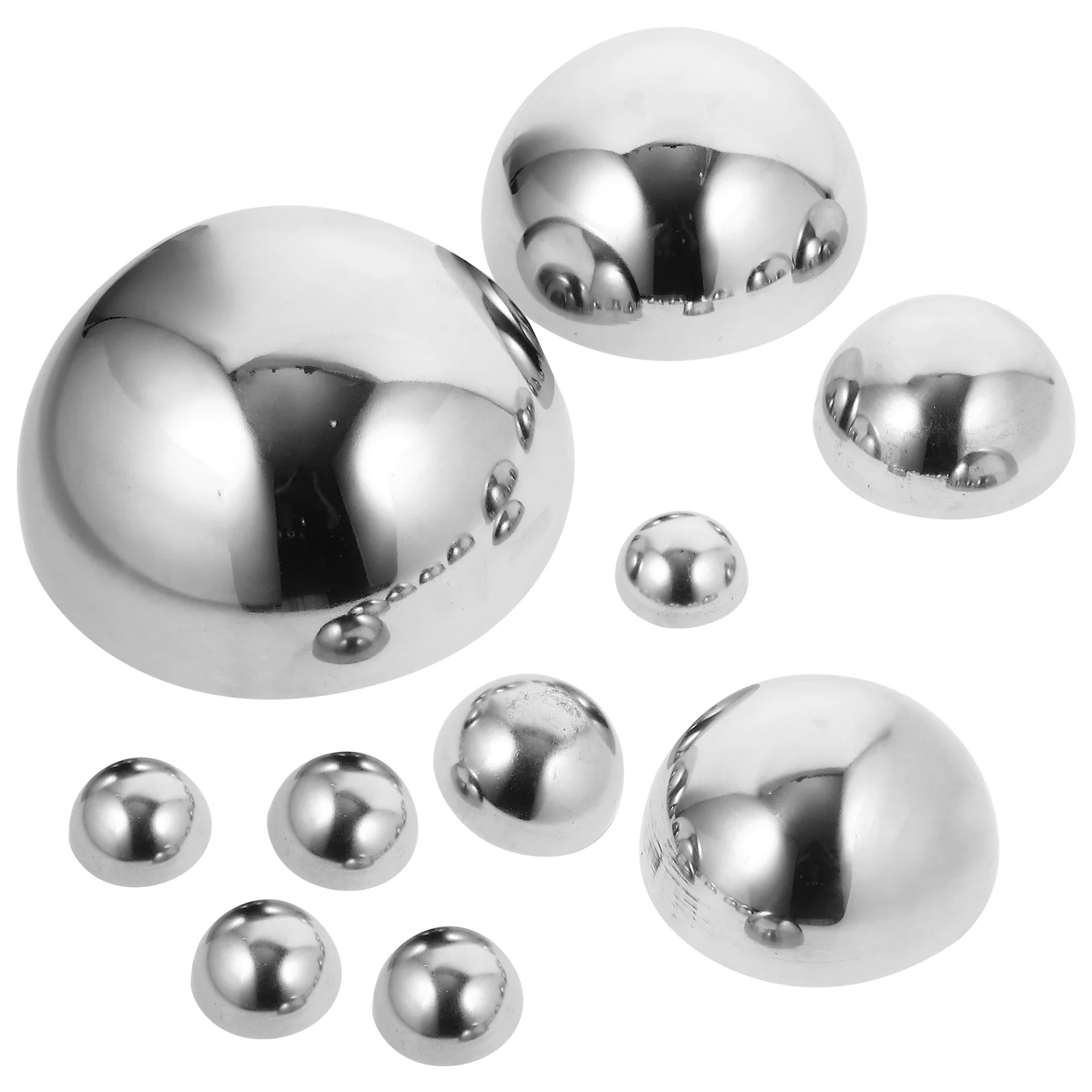 10 Pcs Stainless Steel Garden Mirror Ball Reflective Half Solar Powered Lights Outdoor Gazing Spheres Globe The Circle