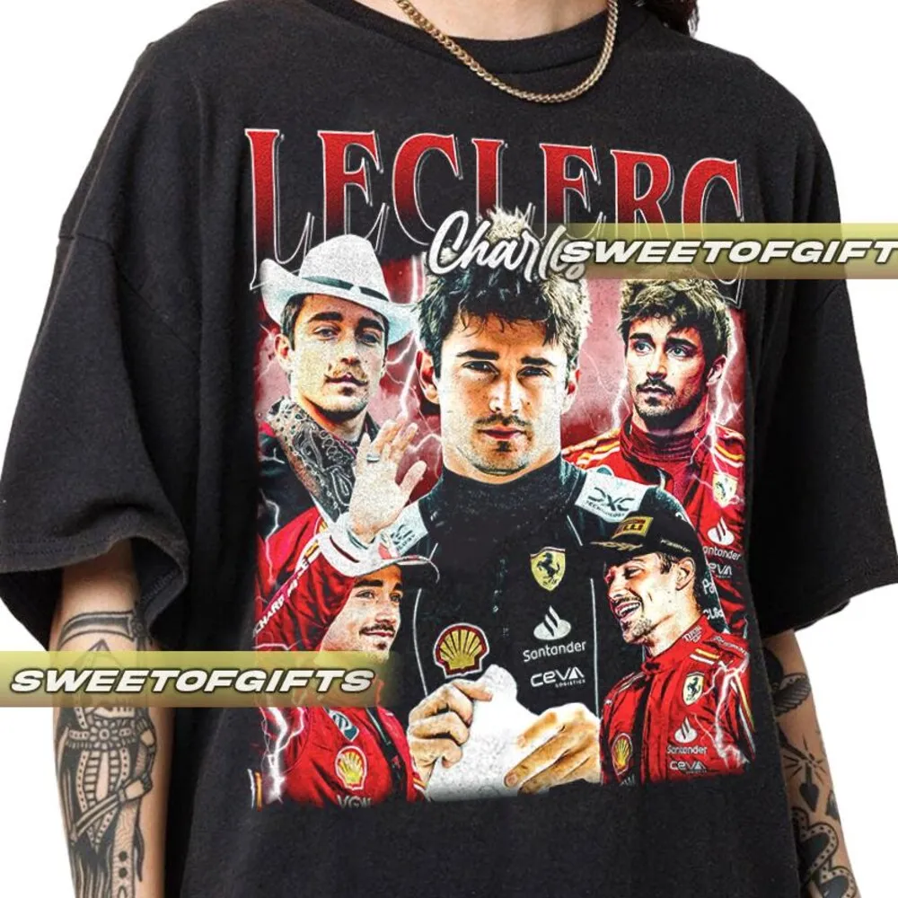 تي شيرت تشارلز لوكلير فينتاج محدود هدية للنساء والرجال للجنسين GP02